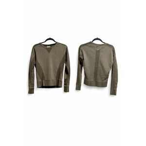 Athleta Olive Green Mesh Panel Pullover Sweatshirt XS Lightweight Athleisure Top